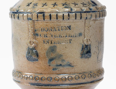 Extremely Rare Stoneware Presentation Bank w/ Bird and Lion Designs: DONATION FOR THE THIRD INTEREST