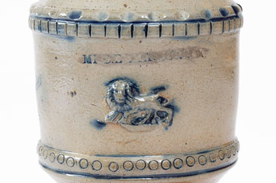 Extremely Rare Stoneware Presentation Bank w/ Bird and Lion Designs: DONATION FOR THE THIRD INTEREST