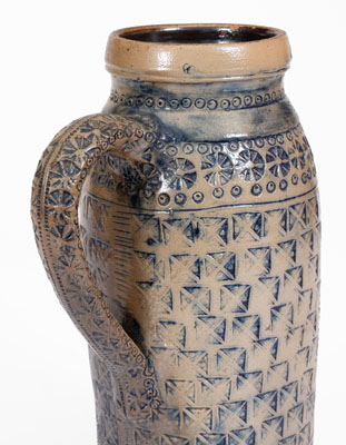 Rare Large-Sized New Ulm, Minnesota, Stoneware Growler w/ Applied Classical Figure