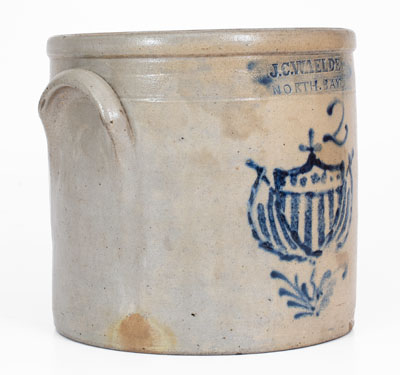 Rare J. C. WAELDE / NORTH BAY Stoneware Crock w/ Patriotic Shield Decoration