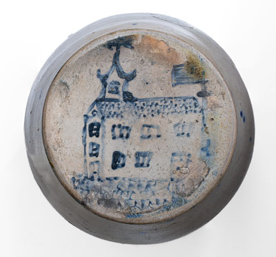 Exceedingly Rare Remmey, Philadelphia, PA Stoneware Jar w/ Independence Hall on Underside