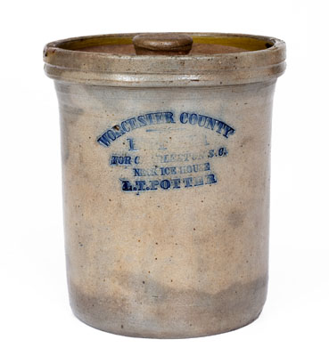 Very Rare WORCESTER COUNTY BUTTER FOR CHARLESTON, SC NECK ICE HOUSE Stoneware Jar