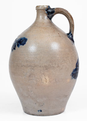 Exceptional Stoneware Jug w/ Incised Bird and Ship Decorations, att. Jonathan Fenton, Boston, late 18th century