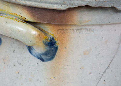 JOHN BELL / WAYNESBORO Stoneware Butter Crock w/ Decorated Lid