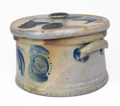 JOHN BELL / WAYNESBORO Stoneware Butter Crock w/ Decorated Lid