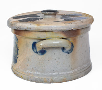 JOHN BELL / WAYNESBORO Stoneware Butter Crock w/ Decorated Lid