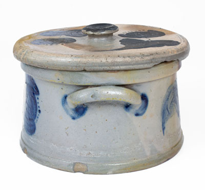 JOHN BELL / WAYNESBORO Stoneware Butter Crock w/ Decorated Lid