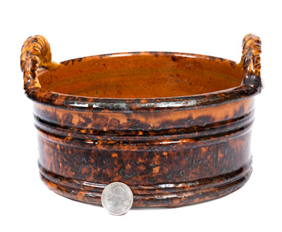 JOHN BELL (Waynesboro, Pennsylvania) Redware Rope-Handled Butter Tub