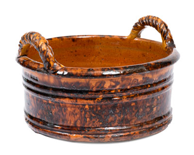 JOHN BELL (Waynesboro, Pennsylvania) Redware Rope-Handled Butter Tub