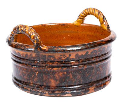 JOHN BELL (Waynesboro, Pennsylvania) Redware Rope-Handled Butter Tub