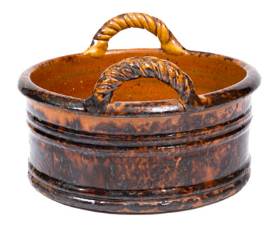 JOHN BELL (Waynesboro, Pennsylvania) Redware Rope-Handled Butter Tub