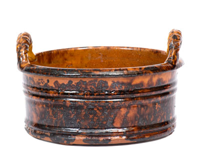 JOHN BELL (Waynesboro, Pennsylvania) Redware Rope-Handled Butter Tub