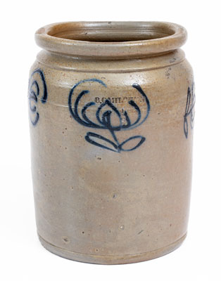 Fine B. C. MILBURN, Alexandria, VA 1/2 Gal. Stoneware Jar w/ Floral Decoration