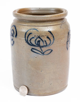 Fine B. C. MILBURN, Alexandria, VA 1/2 Gal. Stoneware Jar w/ Floral Decoration