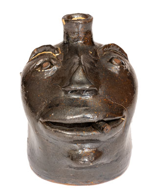 Exceptional Stoneware Cigar-Smoking Face Jug, probably Brown Family, Atlanta