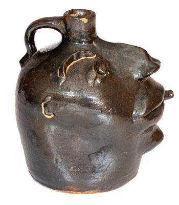 Exceptional Stoneware Cigar-Smoking Face Jug, probably Brown Family, Atlanta