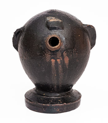 Very Rare Southern Stoneware Face Jug w/ Carved Details, circa 1885