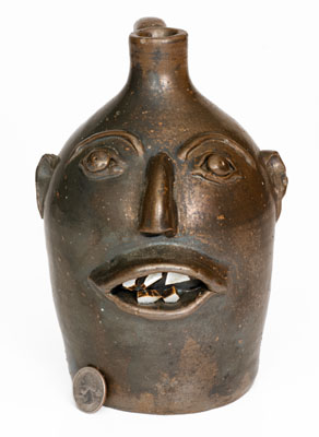 BROWN POTTERY (Arden, North Carolina) Stoneware Face Jug, c1930