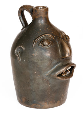 BROWN POTTERY (Arden, North Carolina) Stoneware Face Jug, c1930