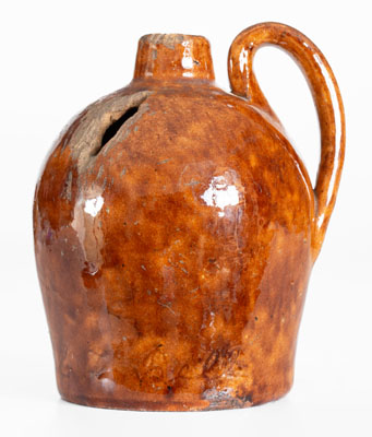 Very Rare Redware Jug-Form Presentation Bank: 