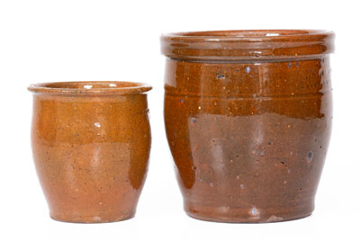 Two Glazed Redware Jars, Bell Pottery, Waynesboro, PA, 19th century