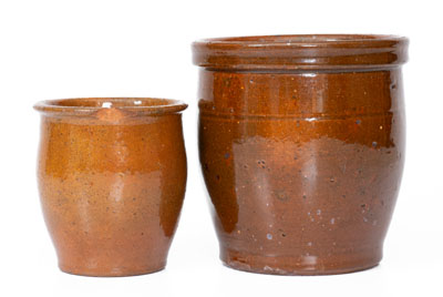 Two Glazed Redware Jars, Bell Pottery, Waynesboro, PA, 19th century