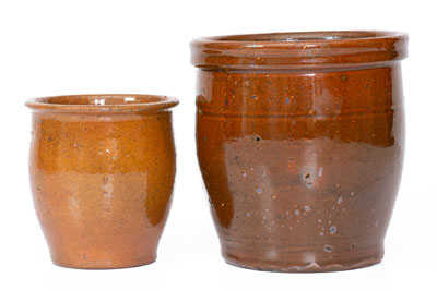 Two Glazed Redware Jars, Bell Pottery, Waynesboro, PA, 19th century