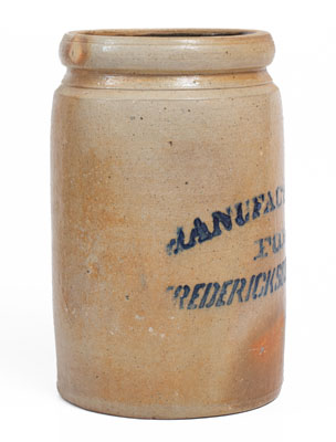 Stoneware Jar, MANUFACTURED / FOR / FREDERICKSBURG, VA, Ohio origin