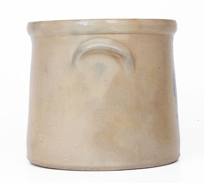 Two-Gallon J. BURGER, JR. / ROCHESTER, N.Y. Stoneware Crock w/ Cobalt Wreath, c1885