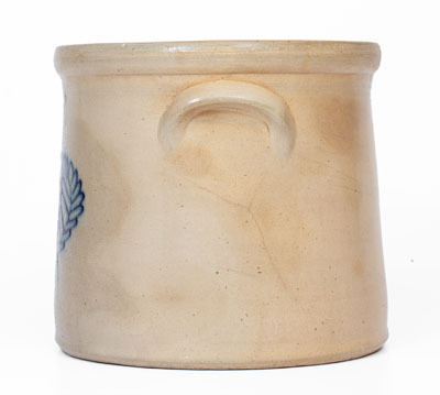 Two-Gallon J. BURGER, JR. / ROCHESTER, N.Y. Stoneware Crock w/ Cobalt Wreath, c1885