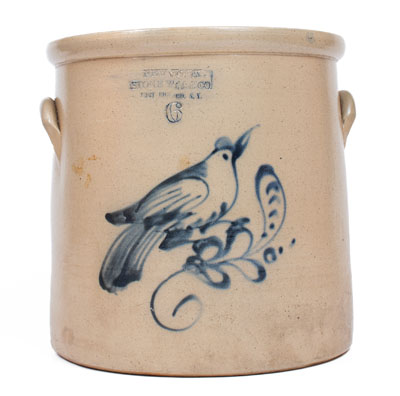 Six-Gallon NEW YORK / STONEWARE CO. / FORT EDWARD, N.Y. Bird Crock