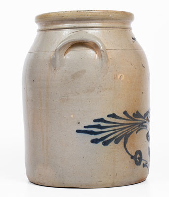 Two-Gallon W. ROBERTS / BINGHAMTON, NY Stoneware Jar w/ Cobalt Bird Decoration