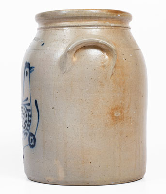 Two-Gallon W. ROBERTS / BINGHAMTON, NY Stoneware Jar w/ Cobalt Bird Decoration