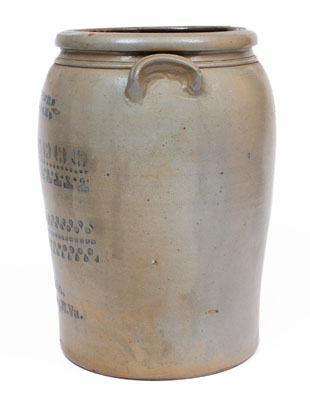 Five-Gallon A.P. Donaghho, / Parkersburg, W. Va. Stoneware Jar, circa 1880