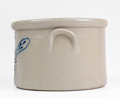 Scarce Butter Crock w/ Southbridge, MA Advertising and Dove Decoration, attrib. F.B. Norton