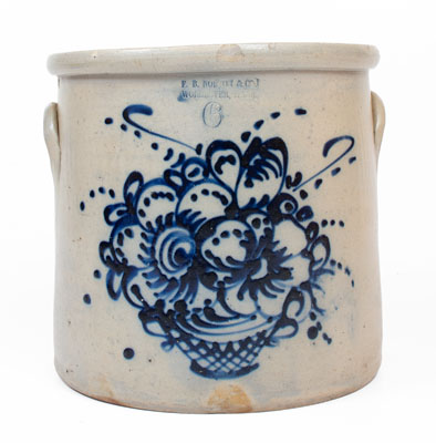 Fine F.B. NORTON & CO. / WORCESTER, MASS. Six-Gallon Crock w/ Cobalt Flowering Urn