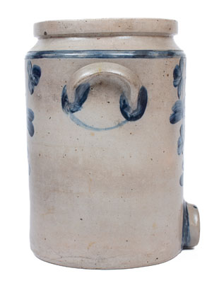 Three-Gallon Baltimore Stoneware Water Cooler w/ Cobalt Clover Decoration, c1860