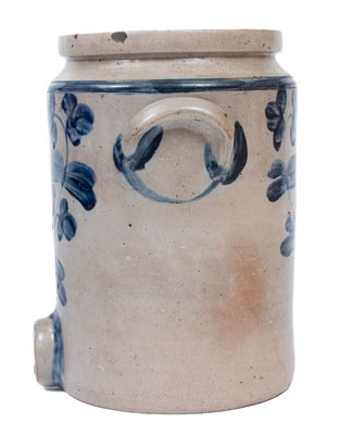 Three-Gallon Baltimore Stoneware Water Cooler w/ Cobalt Clover Decoration, c1860