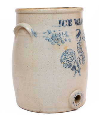 Eight-Gallon Ohio ICE WATER Cooler w/ Stenciled Rooster Motif