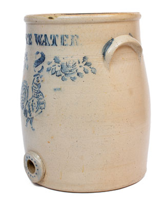 Eight-Gallon Ohio ICE WATER Cooler w/ Stenciled Rooster Motif