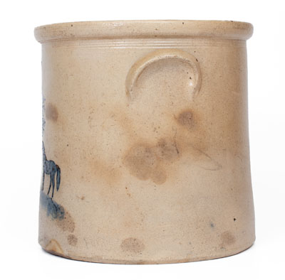 Rare Six-Gallon Stoneware Crock w/ Horse-and-Tree Motif, att. Somerset Potters Works, Massachusetts