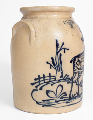 Outstanding J. & E. NORTON / BENNINGTON, VT Stoneware Jar w/ Elaborate Standing Deer Decoration