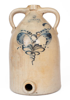 Six-Gallon SATTERLEE & MORY / FORT EDWARD N.Y. Stoneware Water Cooler, c1870