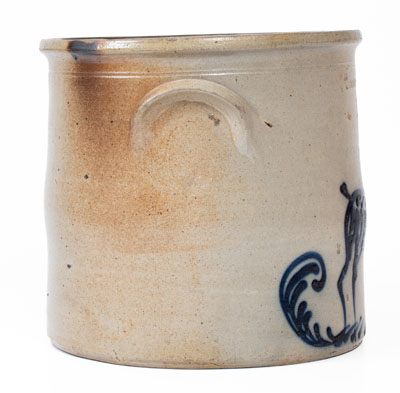 Fine EDMANDS & CO. (Charlestown / Boston, MA) Stoneware Deer Crock, c1860