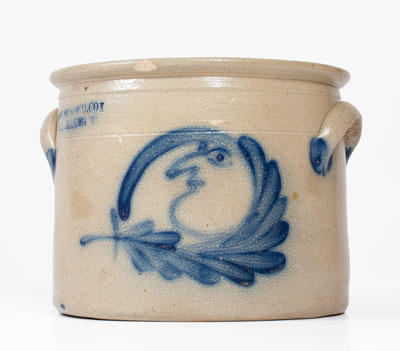 COWDEN & WILCOX / HARRISBURG, PA Stoneware Cake Crock w/ Cobalt Man-in-the-Moon