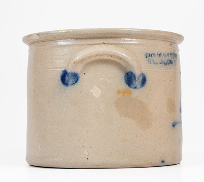 Rare COWDEN & WILCOX / HARRISBURG, PA Stoneware Cake Crock w/ Man-in-the-Moon Decoration