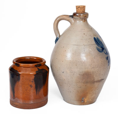 Two Pieces of Utilitarian Pottery, American, mid 19th century