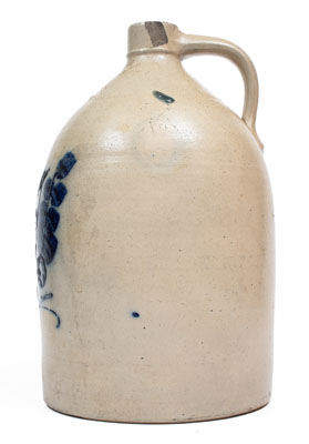 Three-Gallon N.A. WHITE & SON, / UTICA, N.Y. Stoneware Jug w/ Cobalt Paddletail Bird Design