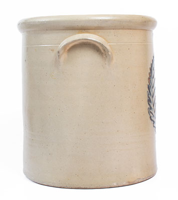 Six-Gallon BURGER & CO. / ROCHESTER N.Y. Stoneware Crock w/ Cobalt Wreath Decoration