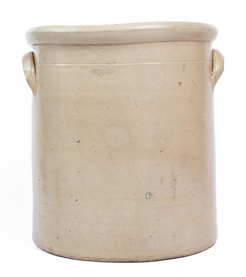 Six-Gallon BURGER & CO. / ROCHESTER N.Y. Stoneware Crock w/ Cobalt Wreath Decoration